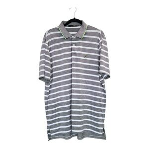 RLX Ralph Lauren Men’s Golf Polo Shirt Striped Grey Neon Green Performance Large